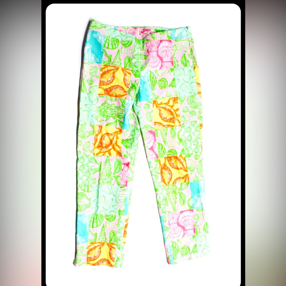 Lilly Pulitzer cotton madras pants, bright, print, size 2 vintage